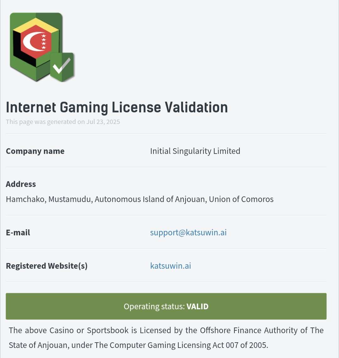 アンジュアンライセンス